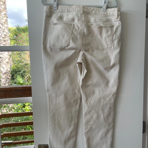 Talbots Flawless Slim Ankle Jeans with Fringe Cuff in Natural, Size 14 - Picture 2 of 6